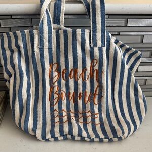 Striped Blue and White Tote Bag